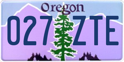 OR license plate 027ZTE
