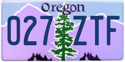 OR license plate 027ZTF