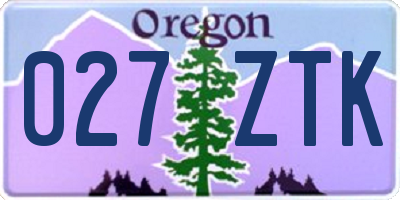OR license plate 027ZTK