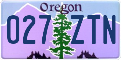 OR license plate 027ZTN