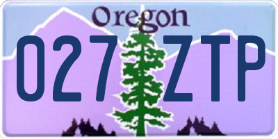 OR license plate 027ZTP