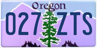 OR license plate 027ZTS