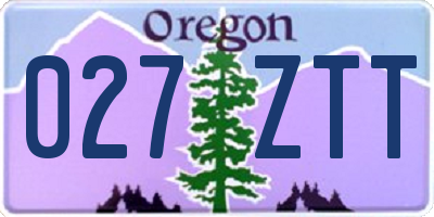 OR license plate 027ZTT