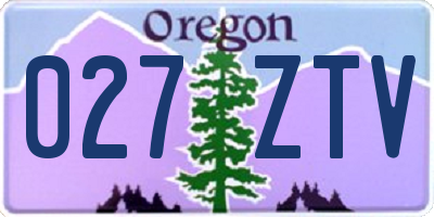 OR license plate 027ZTV