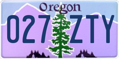 OR license plate 027ZTY