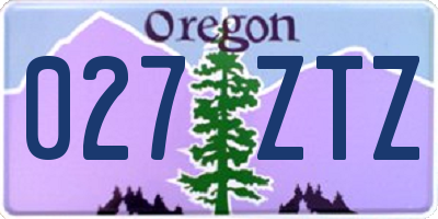 OR license plate 027ZTZ