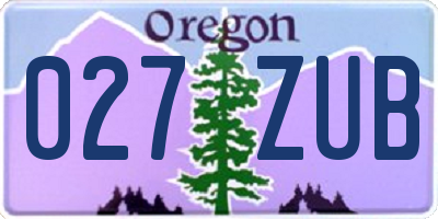 OR license plate 027ZUB