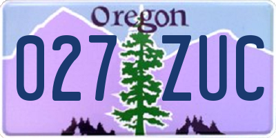 OR license plate 027ZUC