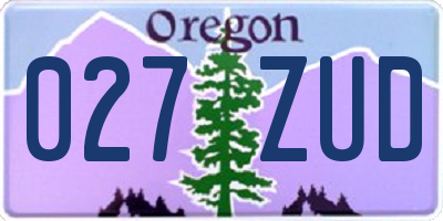 OR license plate 027ZUD