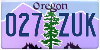 OR license plate 027ZUK