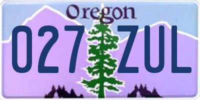 OR license plate 027ZUL