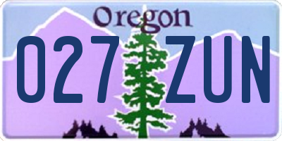 OR license plate 027ZUN