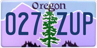 OR license plate 027ZUP