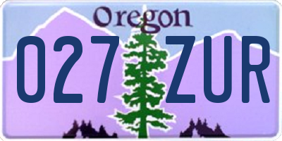 OR license plate 027ZUR