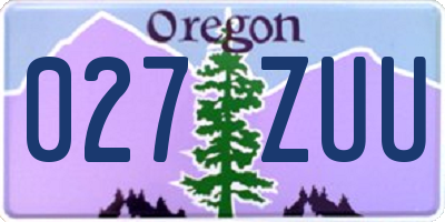 OR license plate 027ZUU