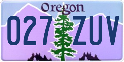 OR license plate 027ZUV