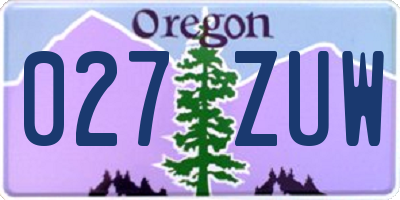 OR license plate 027ZUW
