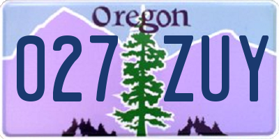 OR license plate 027ZUY
