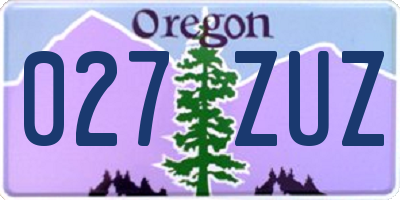 OR license plate 027ZUZ