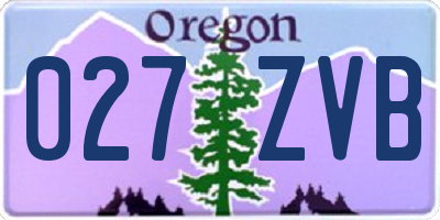 OR license plate 027ZVB