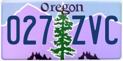 OR license plate 027ZVC