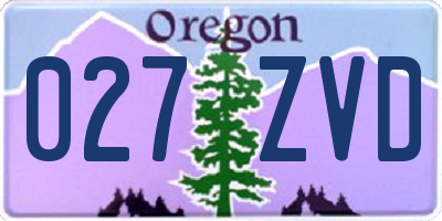 OR license plate 027ZVD
