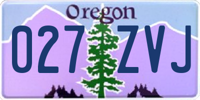 OR license plate 027ZVJ