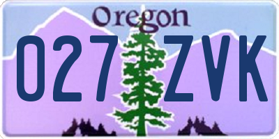 OR license plate 027ZVK