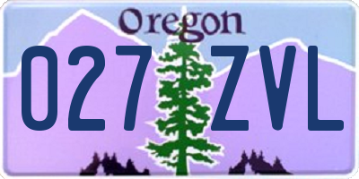 OR license plate 027ZVL