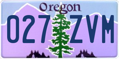 OR license plate 027ZVM