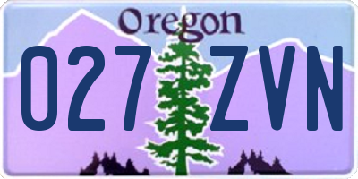 OR license plate 027ZVN