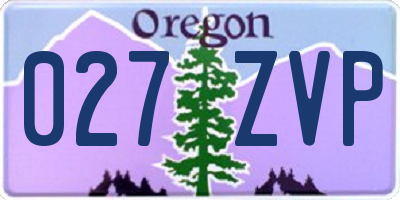 OR license plate 027ZVP