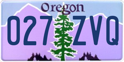 OR license plate 027ZVQ