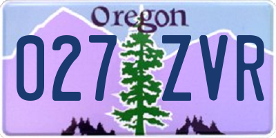 OR license plate 027ZVR