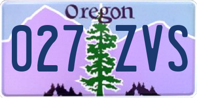 OR license plate 027ZVS
