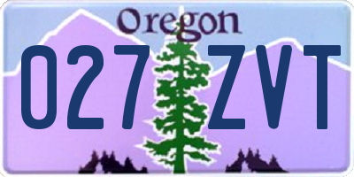 OR license plate 027ZVT