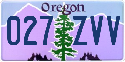 OR license plate 027ZVV