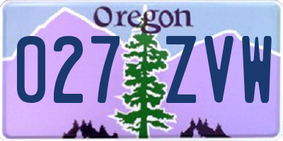 OR license plate 027ZVW