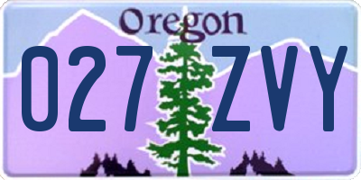OR license plate 027ZVY