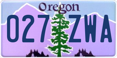 OR license plate 027ZWA