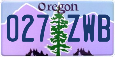 OR license plate 027ZWB