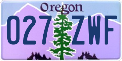 OR license plate 027ZWF