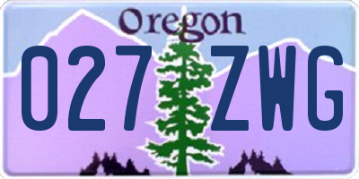 OR license plate 027ZWG