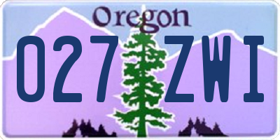 OR license plate 027ZWI