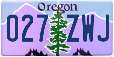 OR license plate 027ZWJ
