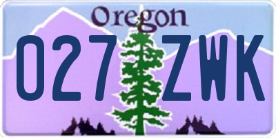 OR license plate 027ZWK