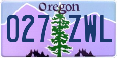 OR license plate 027ZWL