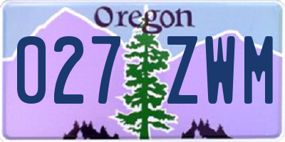 OR license plate 027ZWM