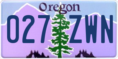 OR license plate 027ZWN