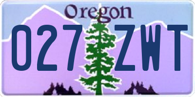 OR license plate 027ZWT